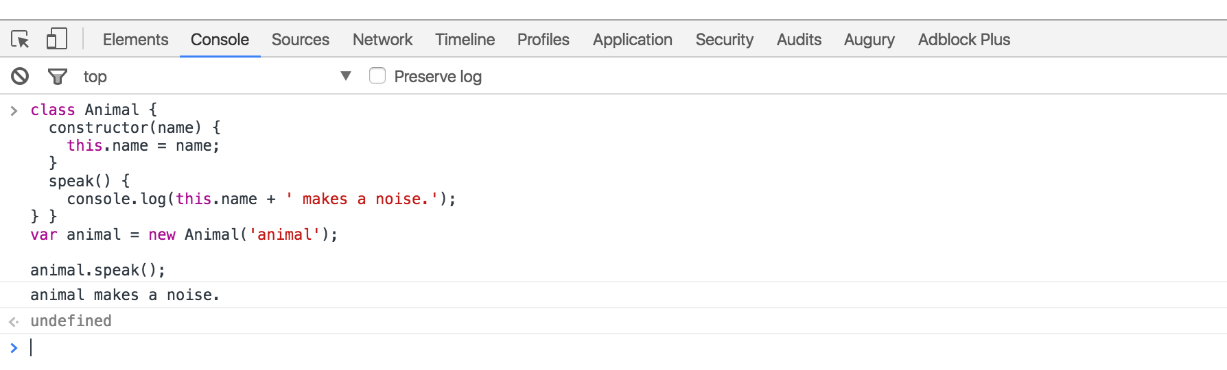 在浏览器控制台中测试Javascript ES6 类