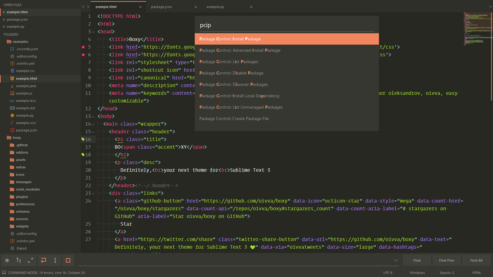 Boxy,Sublime Text 3 主题