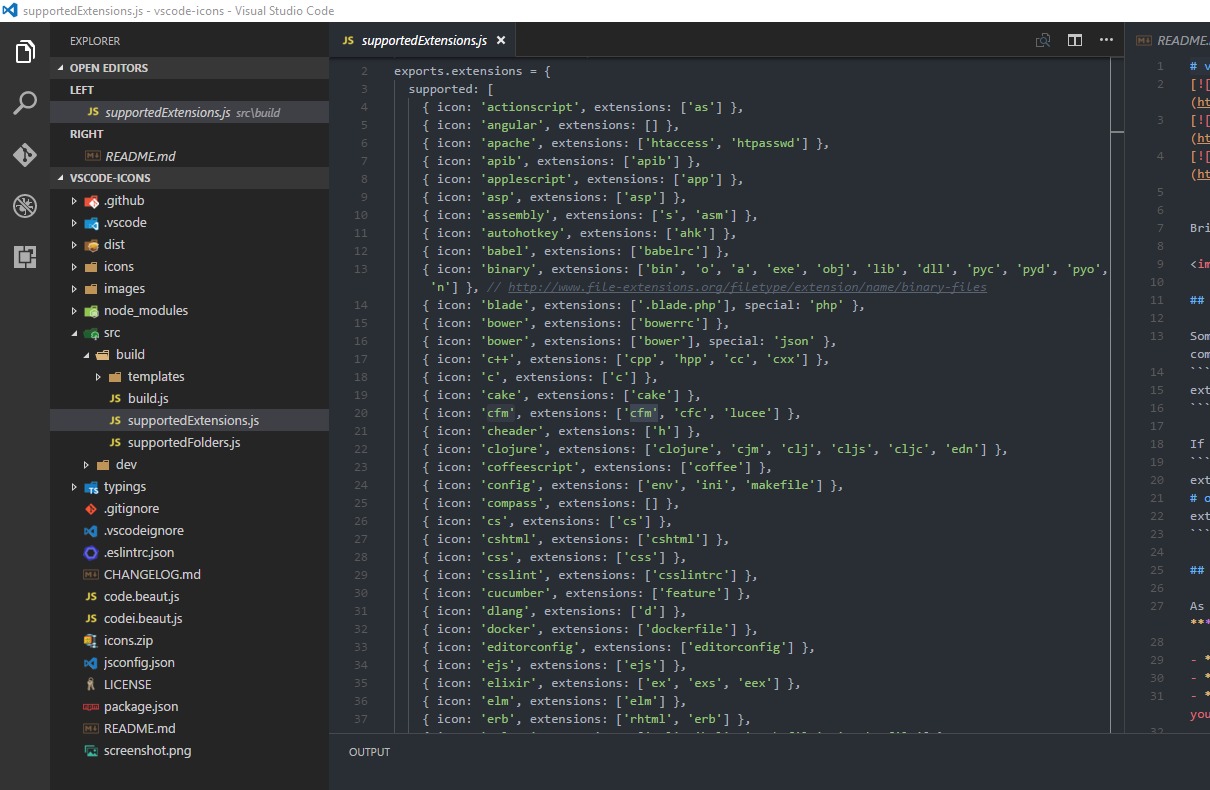 Visual Studio Code 侧边栏图标插件 vscode-icons
