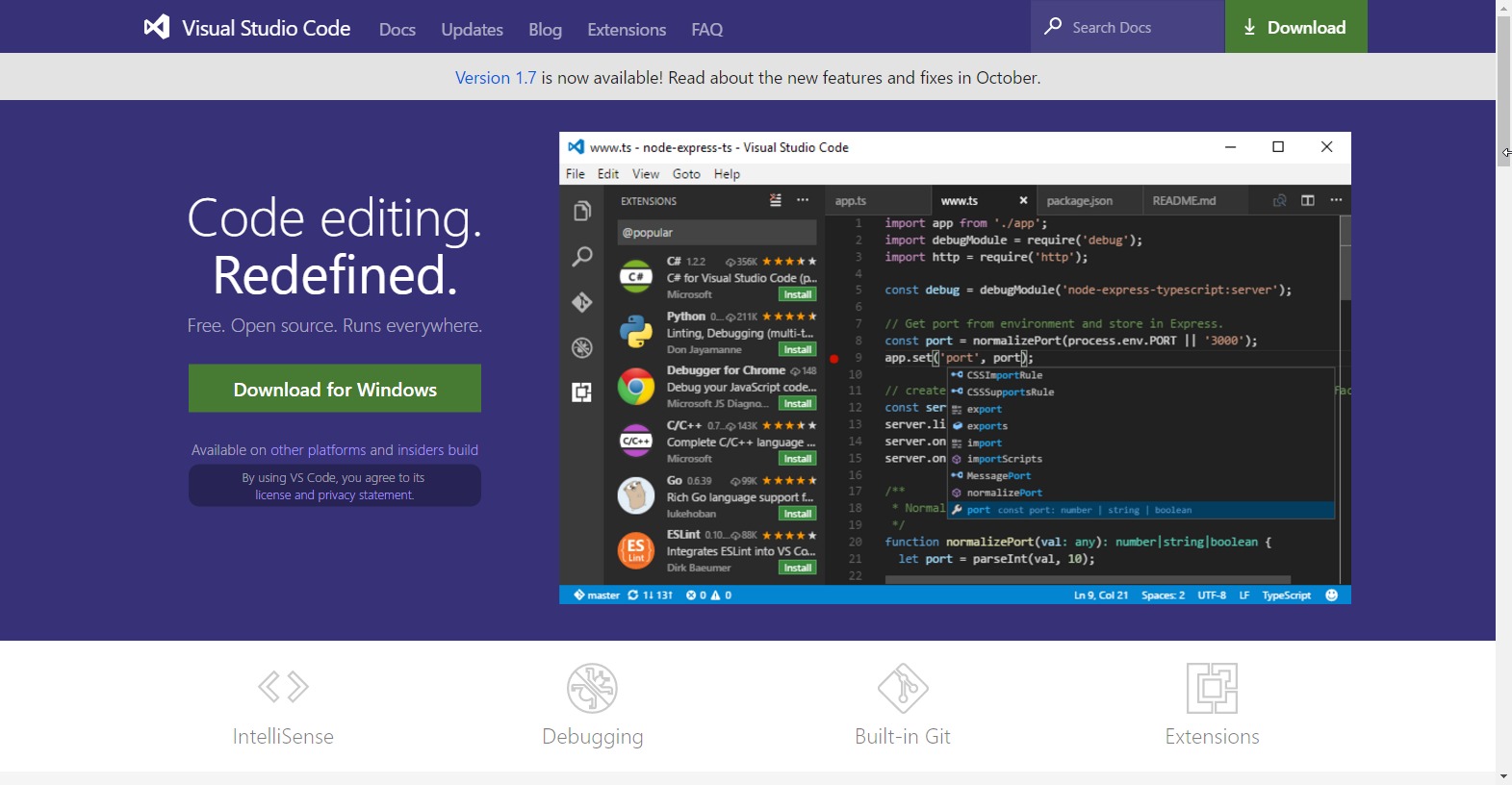 为什么选择 Visual Studio Code