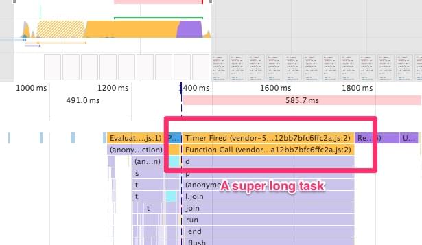 DevTools 中一个长时间运行的任务