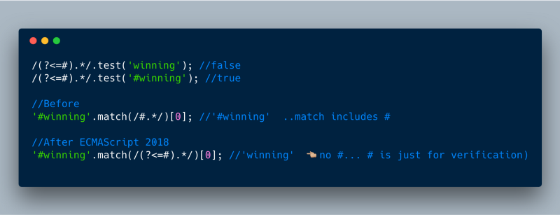 ECMAScript 2018?—?(?<=…) for positive assertion