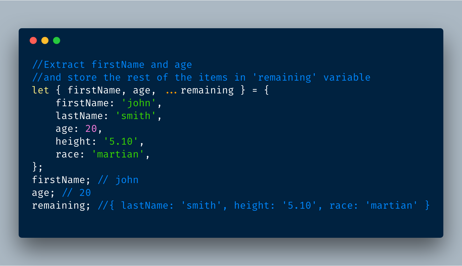 ECMAScript 2018?—?Object destructuring via rest