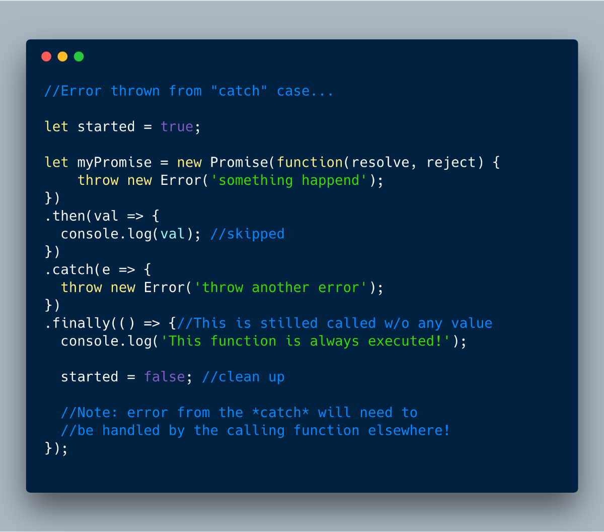 ECMAScript 2018?—?Error thrown from within **catch** case