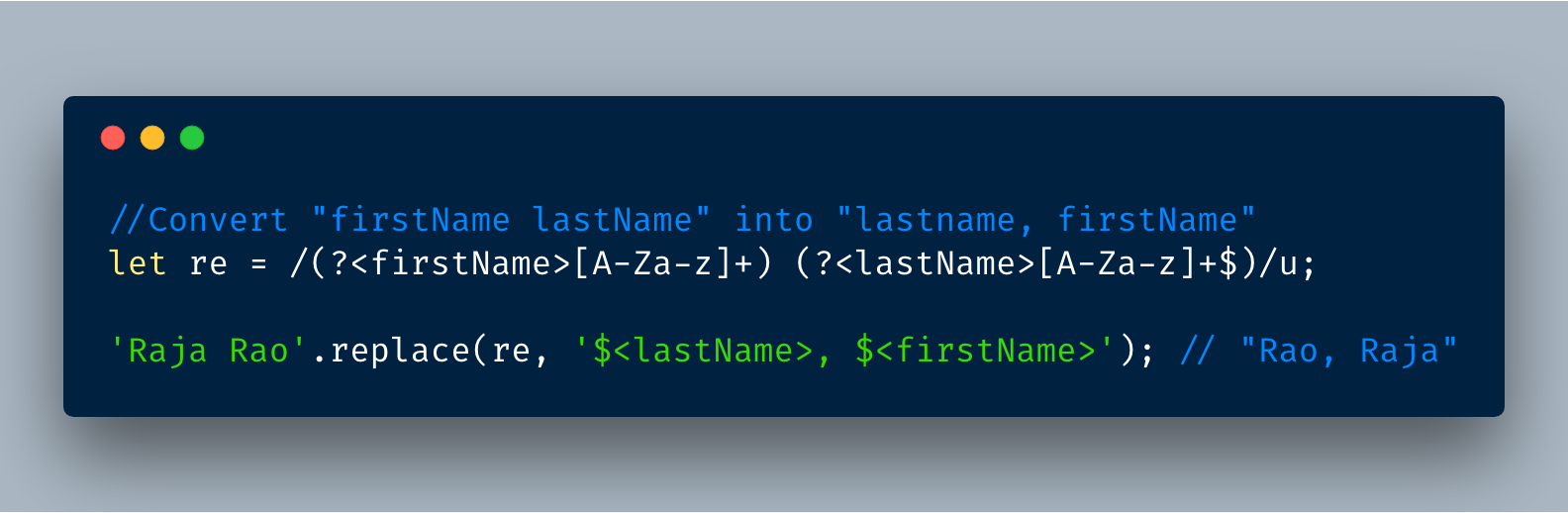 ECMAScript 2018?—?Using RegEx’s named groups feature in replace function