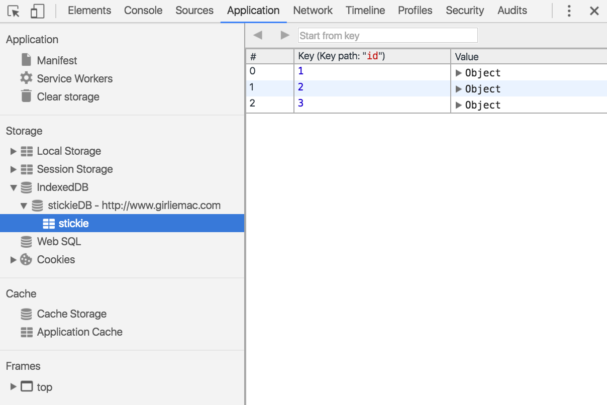 indexeddb key-value pairs