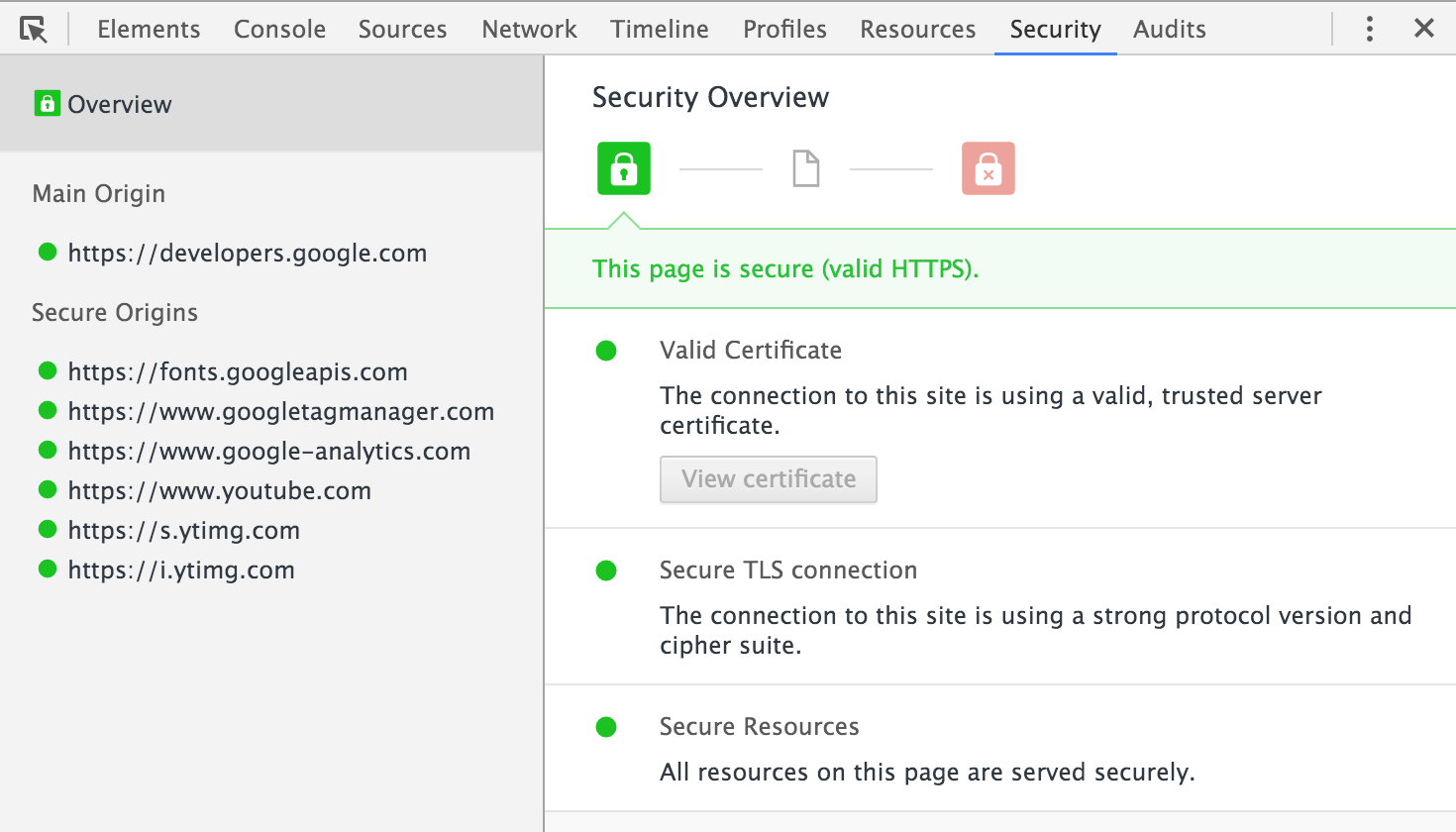security overview, secure page