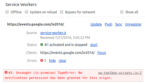 service worker with errors